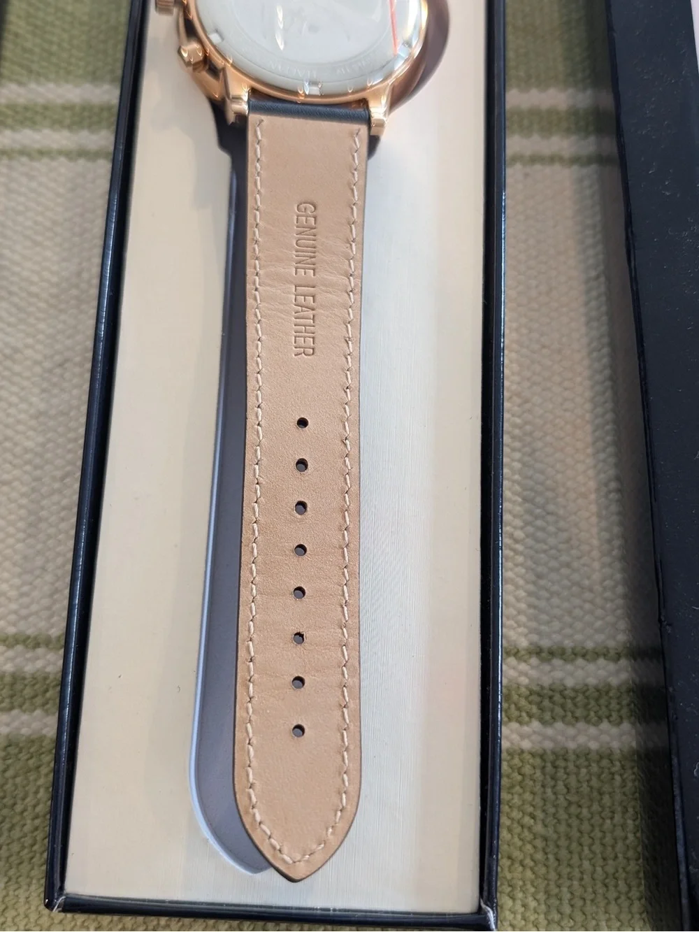 Black Strap Rose Gold Case Chronograph Watch